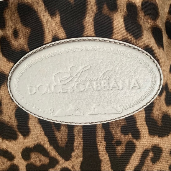 Vintage Dolce & Gabbana Leopard Print Satchel/Bag with Off White Leather Trim - Picture 3 of 15